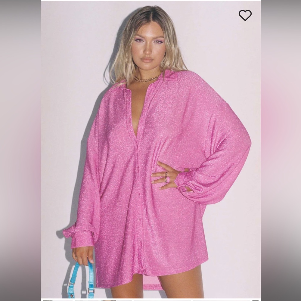 Princess Polly Evolving Shimmery Pink Shirt Dress